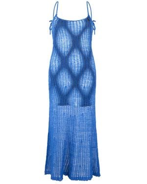 DIESEL Kleedjes ,Blauw ,Wol Lange Jurk Met Gehaakt Patroon