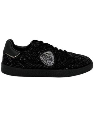 Blauer Schoenen ,Zwart ,Leer Lage Sneaker
