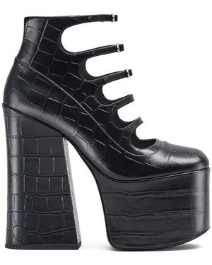 Marc Jacobs Schoenen ,Zwart ,Leer Croc-Embossed Kiki Enkellaars - Blauw