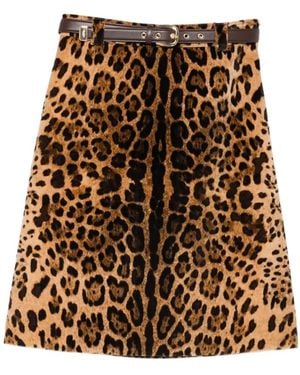 Max Mara Rokken ,Bruin ,Katoen Flared Printed Velvet Mini Skirt