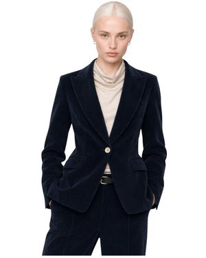 Kocca Jassen ,Blauw ,Leer Blazer Met Één Knoop En Broek Met Wijde Pijpen