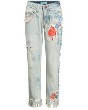 Tooche Unieke Designer Franje Jeans Voor Vrouwen - Blauw