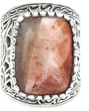 JALAN JALAN Accessoires ,Veelkleurig ,Handgemaakte Sterling Zilveren Agaat Ring - Meerkleurig