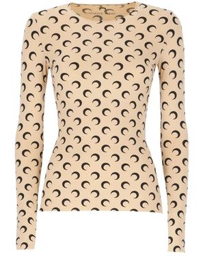 Marine Serre Long Sleeve Tops - Natural