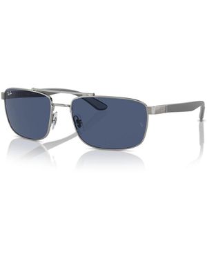 Ray-Ban Rechthoekige Zonnebril Met Donkerblauwe Lenzen
