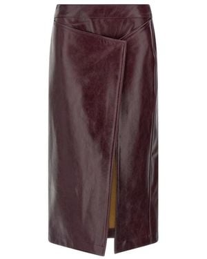 ARMARIUM Rokken ,Rood ,Leer Ember Midi Rok - Bruin