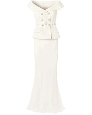 Self-Portrait Kleedjes ,Wit ,Leer Boucle Maxi Jurk