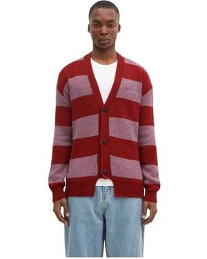 No Problemo Gestreifter Mohair Oversized Cardigan - Rot