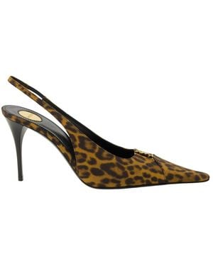 Saint Laurent Schoenen ,Veelkleurig ,Leer Babylone Breteuil Leopard Slingbacks - Metallic