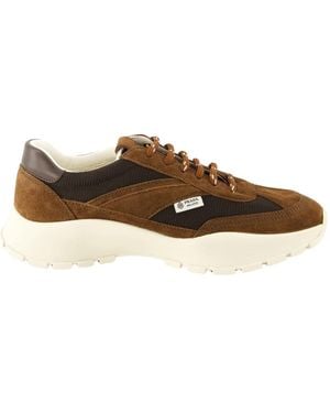 Prada Schoenen ,Bruin ,Suède Sneakers Van Mesh En Suède