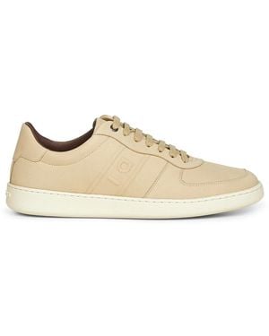 Ferragamo Nubuck Sneakers Met Gancini Detail - Naturel