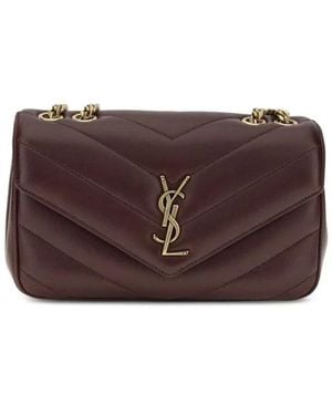 Saint Laurent Loulou Stepp-Schultertasche - Braun