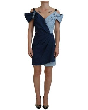 Dolce & Gabbana Chic Two Tone Denim Sheath Dress - Blue