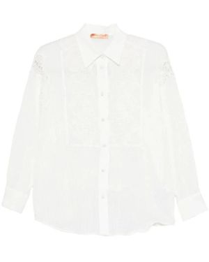 Ermanno Scervino Overhemden ,Wit ,Katoen Lace-Detail Shirt