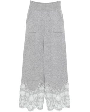 Ermanno Scervino Grijze Kasjmier Kant Trim Broek - Grijs