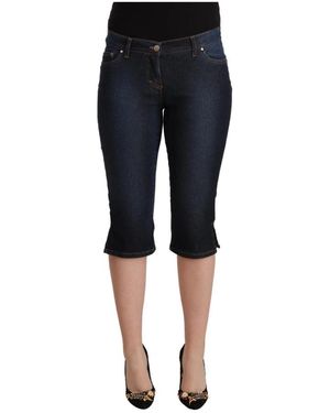 Gianfranco Ferré Jeans ,Blauw ,Denim Elegante Low Waist Capri Denim Broek - Zwart