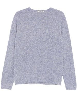 AURALEE Lila Gespikkeld Wol-Zijde Trui - Blauw