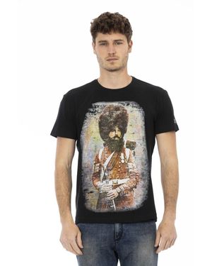 Trussardi Casual t-shirt mit kurzen ärmeln und rundhalsausschnitt - Schwarz