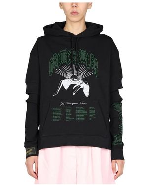 Raf Simons Hoodies & Sweatvesten ,Zwart ,Katoen Hoodie Met Afneembare Mouwen Grimcrawler