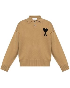 Ami Paris V-Neck Knitwear - Neutre