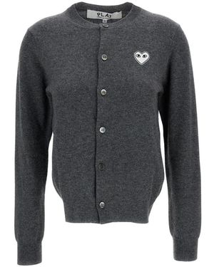 COMME DES GARÇONS PLAY Truien & Vesten ,Grijs ,Wol Fijngebreide Wollen Vest