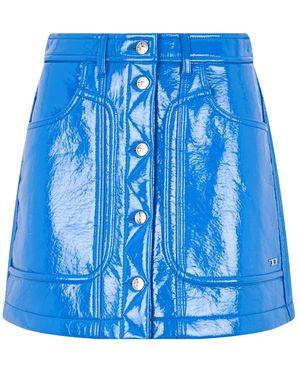 DIESEL Glanzende Rok Met Knopen - Blauw
