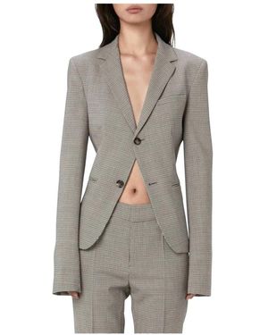 JW Anderson Jassen ,Grijs ,Leer Grijs Getailleerde Single-Breasted Blazer