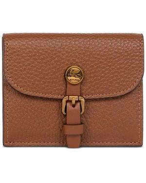 Etro Accessoires ,Bruin ,Leer Pony Kaarthouder