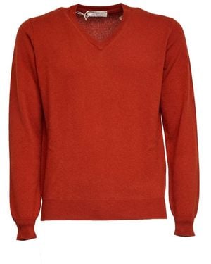 FILIPPO DE LAURENTIIS V-Neck Knitwear - Red