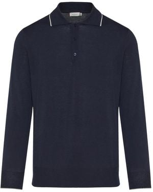 Canali Wollen Polo Gemaakt - Blauw
