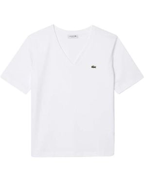 Lacoste Tops ,Wit ,Katoen Comfortabel Katoenen Jersey T-Shirt