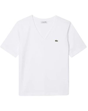 Lacoste Tops ,Wit ,Katoen Comfortabel Katoenen Jersey T-Shirt