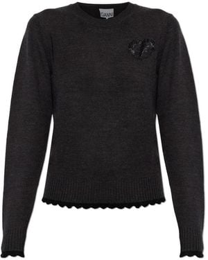 Ganni Round-Neck Knitwear - Noir