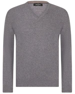 Gran Sasso V-Ausschnitt Kaschmir Pullover - Grau