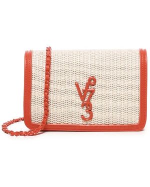 V73 Korallfarbene schultertasche mit lederriemen - Rot