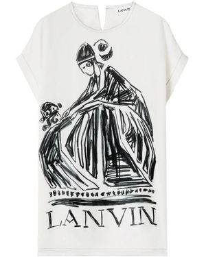 Lanvin Tops ,Wit ,Mother And Daughter Printed T-Shirt
