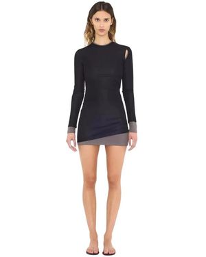 mini brown dress Mattea Slinky And Mesh Mini Dress With Scarf