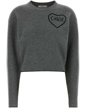 Chloé Round-Neck Knitwear - Gris