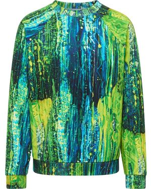 carlo colucci Hoodies & Sweatvesten ,Veelkleurig ,Katoen Ai Drip Knit Sweatshirt - Groen