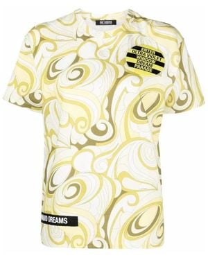 Raf Simons Tops ,Groen ,Katoen Abstract Print T-Shirt - Metallic