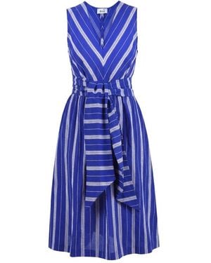 Niu Mansion Gestreiftes Langes Kleid - Blau