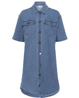 Kaffe Denim Jurk Met Pinstripe En Knopen - Blauw