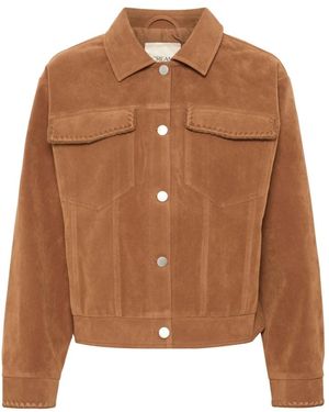 Cream Light Jackets - Marrone