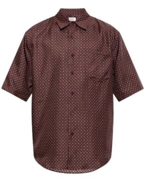Saint Laurent Overhemden ,Rood ,Boxy Shirt Met Opgezette Zak - Bruin
