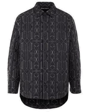 Palm Angels Geometric Quilted Shirt Jacket - Blauw