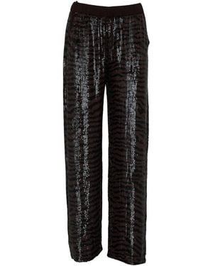 P.A.R.O.S.H. Zebra Full Sequin Overlay Drawstring Trousers - Black