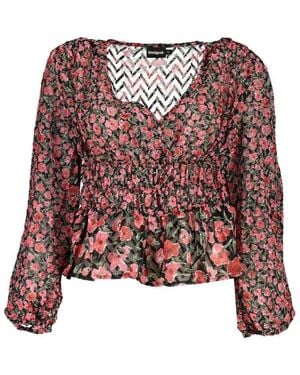 Desigual Overhemden ,Veelkleurig ,Polyester Bloesemprint Blouse Met Lange Mouwen - Paars