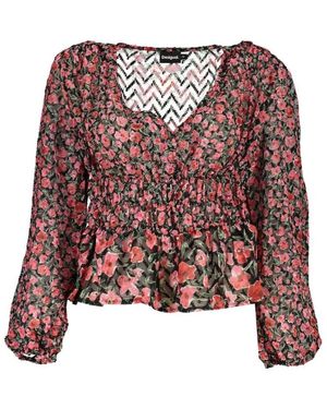 Desigual Gestippelde Blouse Met V-Hals - Paars