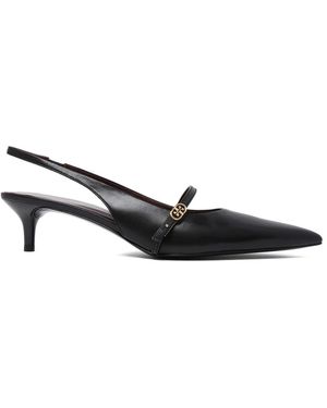 Tory Burch Schoenen ,Zwart ,Leer Pumps Met Puntige Neus En Slingback Band