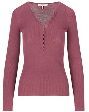 Chloé V-Neck Strickware - Lila